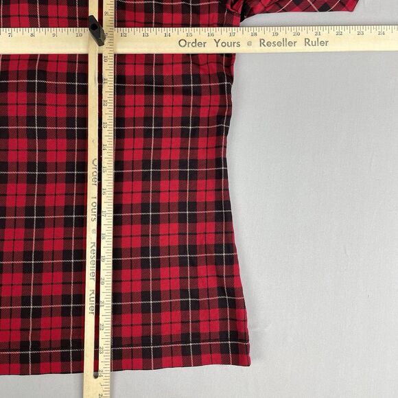 Lauren Jeans Co. Ralph Lauren Long Sleeve Blouse Women's PM Red Plaid Ruffle - Picture 9 of 16